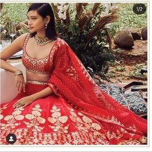 Lehenga - Anita Dongre - peacock blue, embroidered